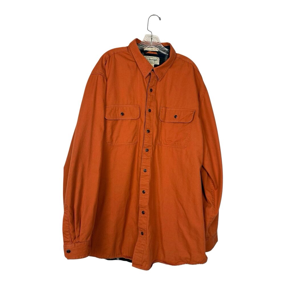 L.L. Bean Men’s Shirt Size XXL Tall Cotton Long Sleeved Button Down Orange